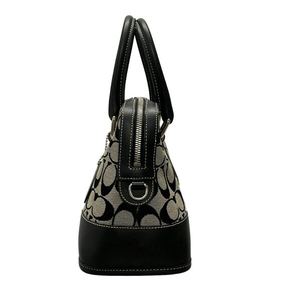 Auth COACH Signature 6047 Gray Black Jacquard Leather Handbag - Picture 11 of 11